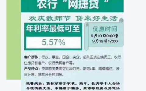农行网捷贷20万一年利息多少？
