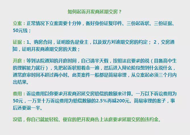 起诉开发商的流程和费用