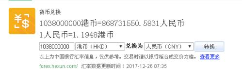 13000港币等于多少人民币？