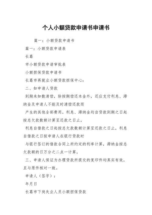 个人小额贷款申请书怎么写