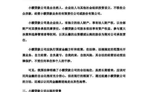 小额贷款公司的性质