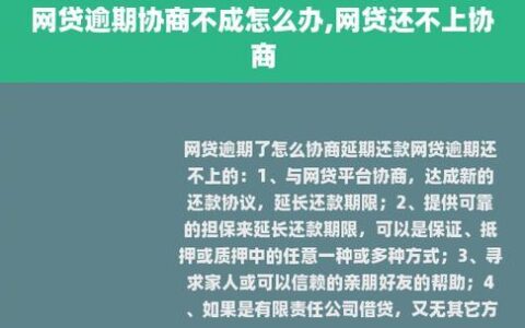网贷逾期协商延期不同意怎么办？