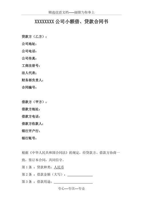小额贷款合同模板